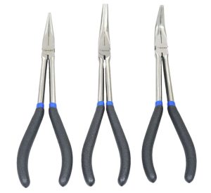 BOXO Elongated Pliers set of 3 straight, bent & round